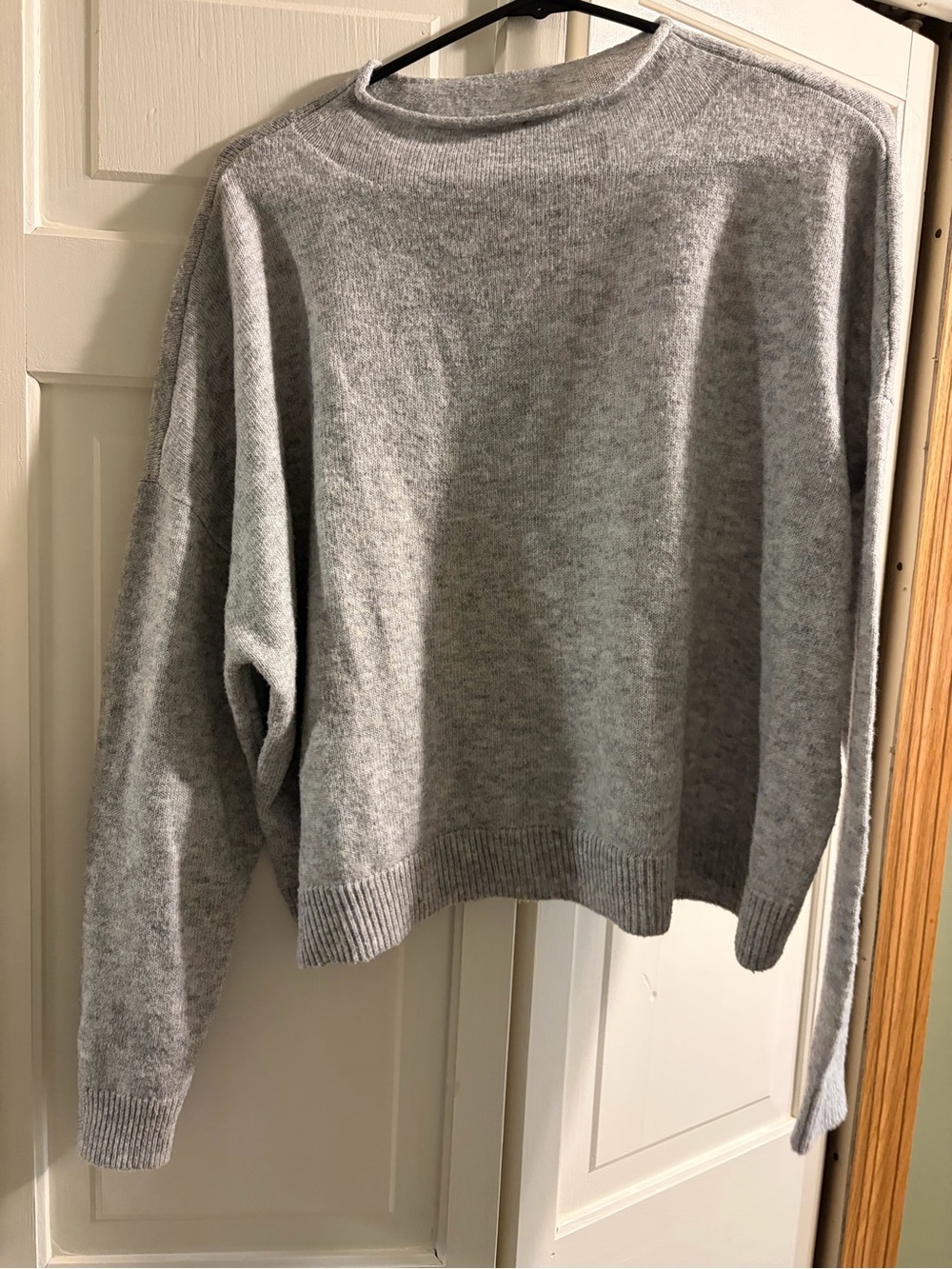 Classic Grey Slightly Cropped Crewneck Women's Sweater